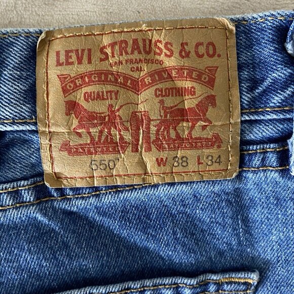Levis 550 Relaxed Fit Jeans W38 L34 Blue Denim Straight Leg Med Wash Baggy Y2K - Picture 6 of 12